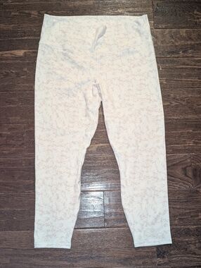 Fabletics Powerhold Leggings Cream Color Pixilated Print